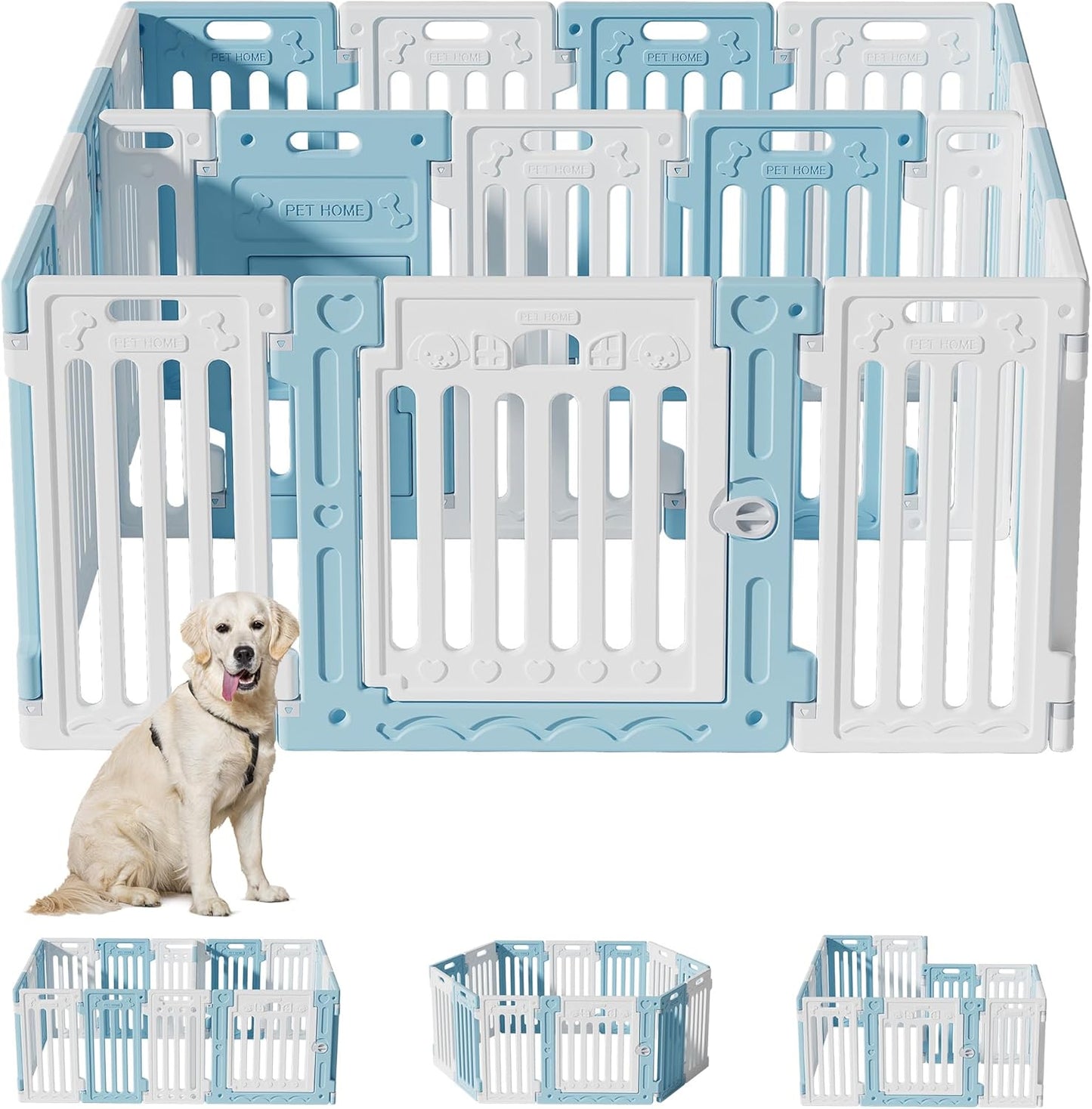 2 Room Dog Playpen with Door for Flexible Space Combination