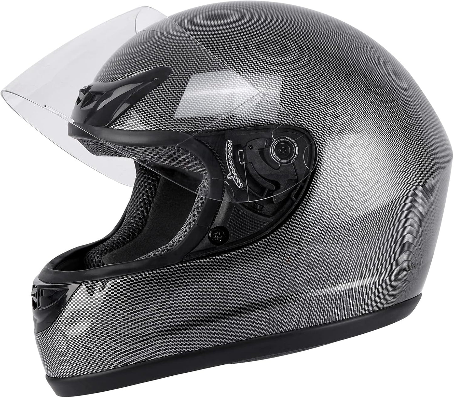TCMT Size-XL Adult Carbon Fiber Full Face Helmet for Riding