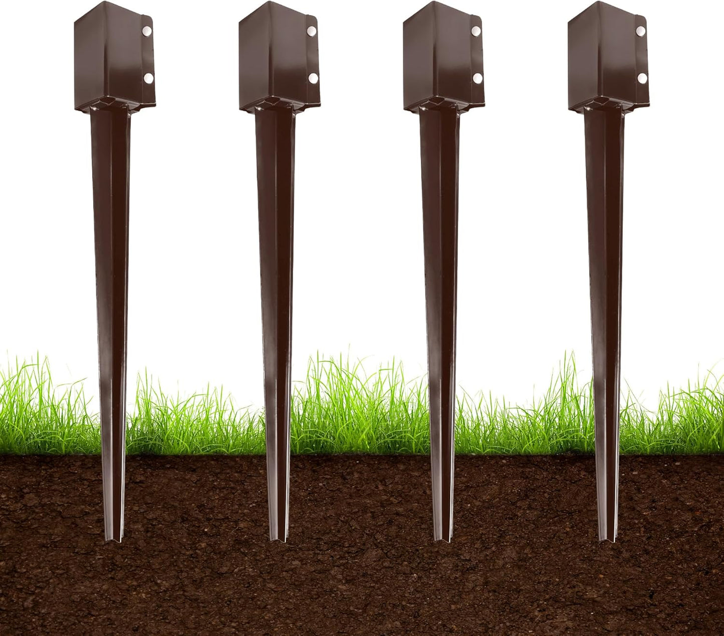 Heavy Duty Metal Fence Post Anchor for 4x4 Posts - Pack of 4