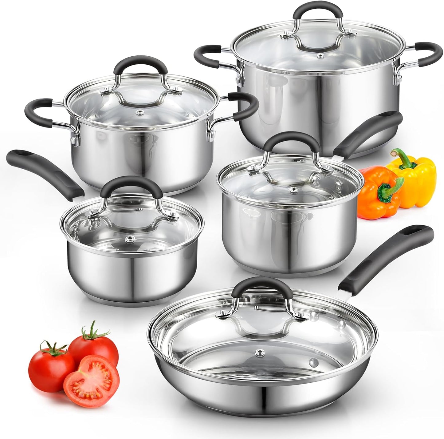 Cook N Home Stainless Steel Cookware Set - 10-Piece