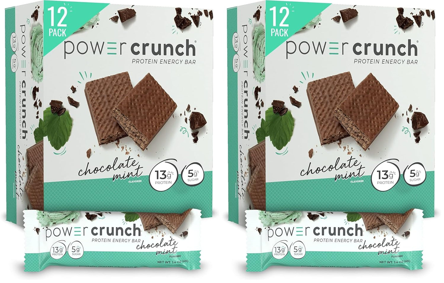 Power Crunch Protein Wafer Bars, Chocolate Mint, 12 Count Pack