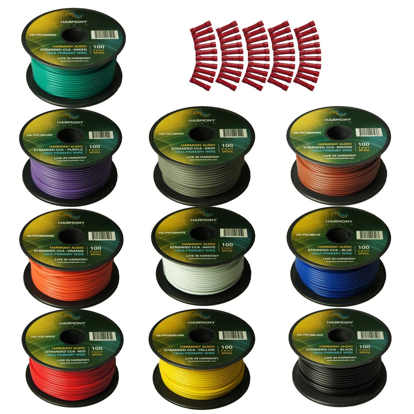 Harmony Audio Primary 18 Gauge Power Ground Wire - 10 Rolls