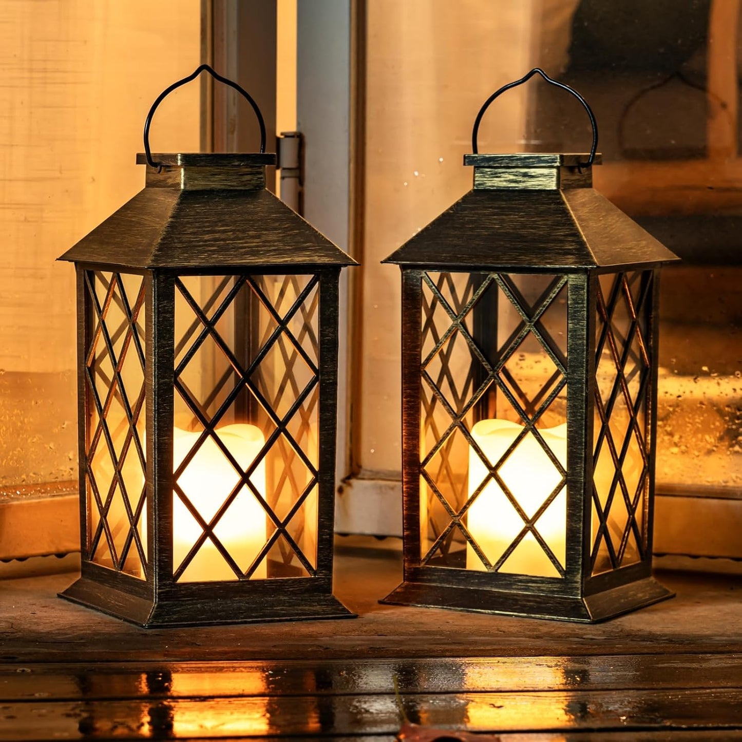 Homemory Solar Lanterns Outdoor Waterproof with Flickering Candles