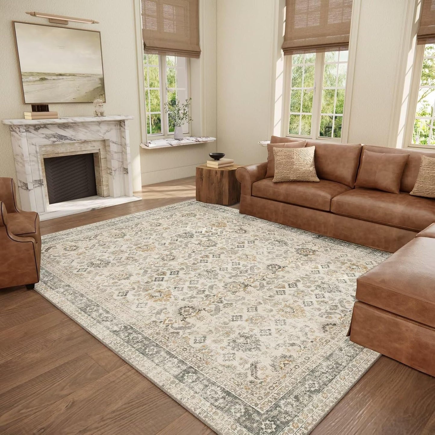 Washable 8x10 Area Rugs for Living Room, Boho Non-Slip Design