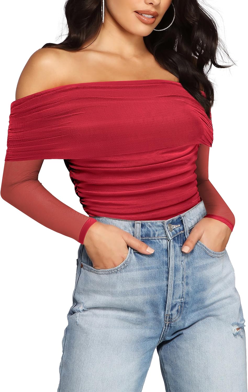 SAUNGKUAI Women's Off The Shoulder Long Sleeve Bodysuit Review