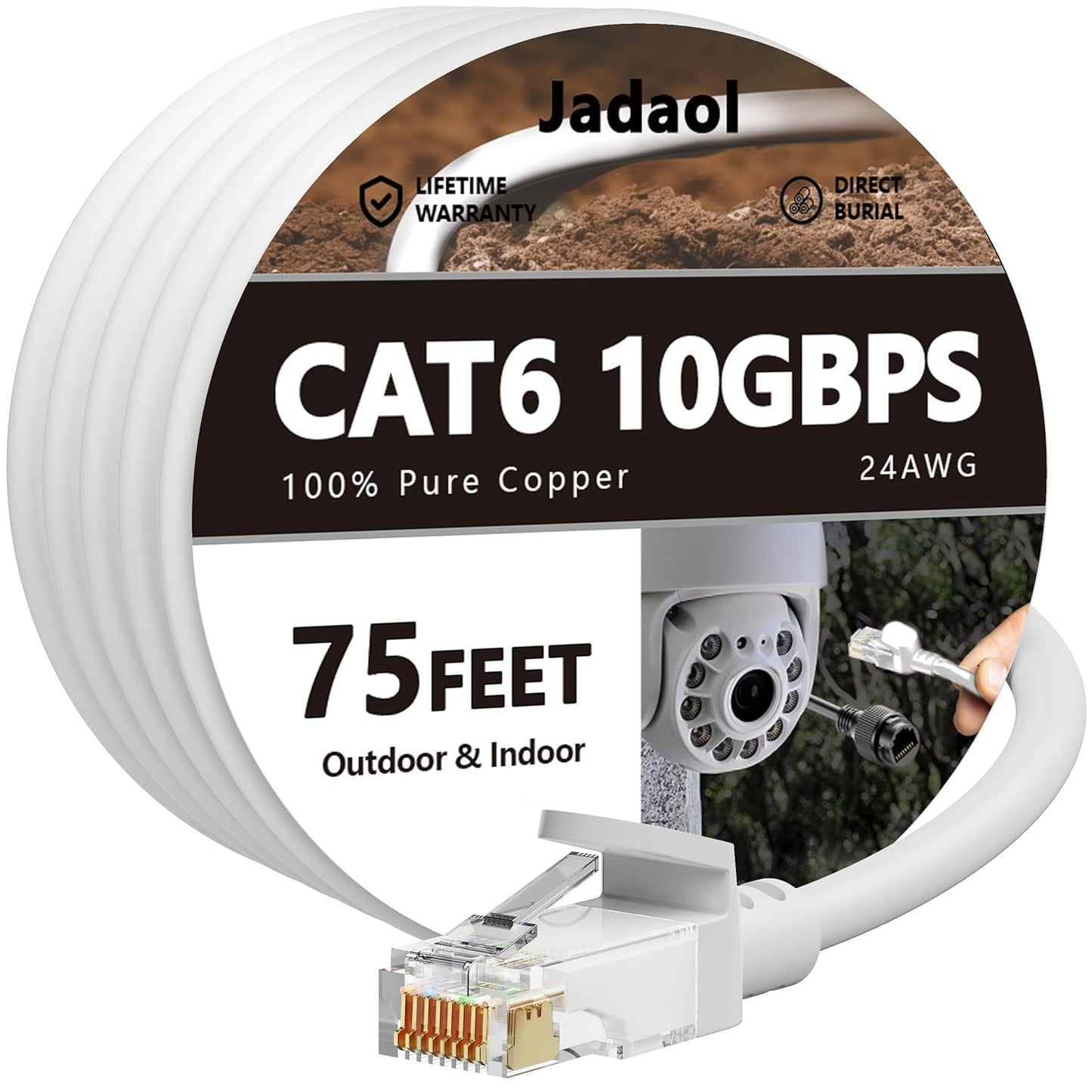 Cat 6 Outdoor Ethernet Cable 75 ft for High-Speed Networking