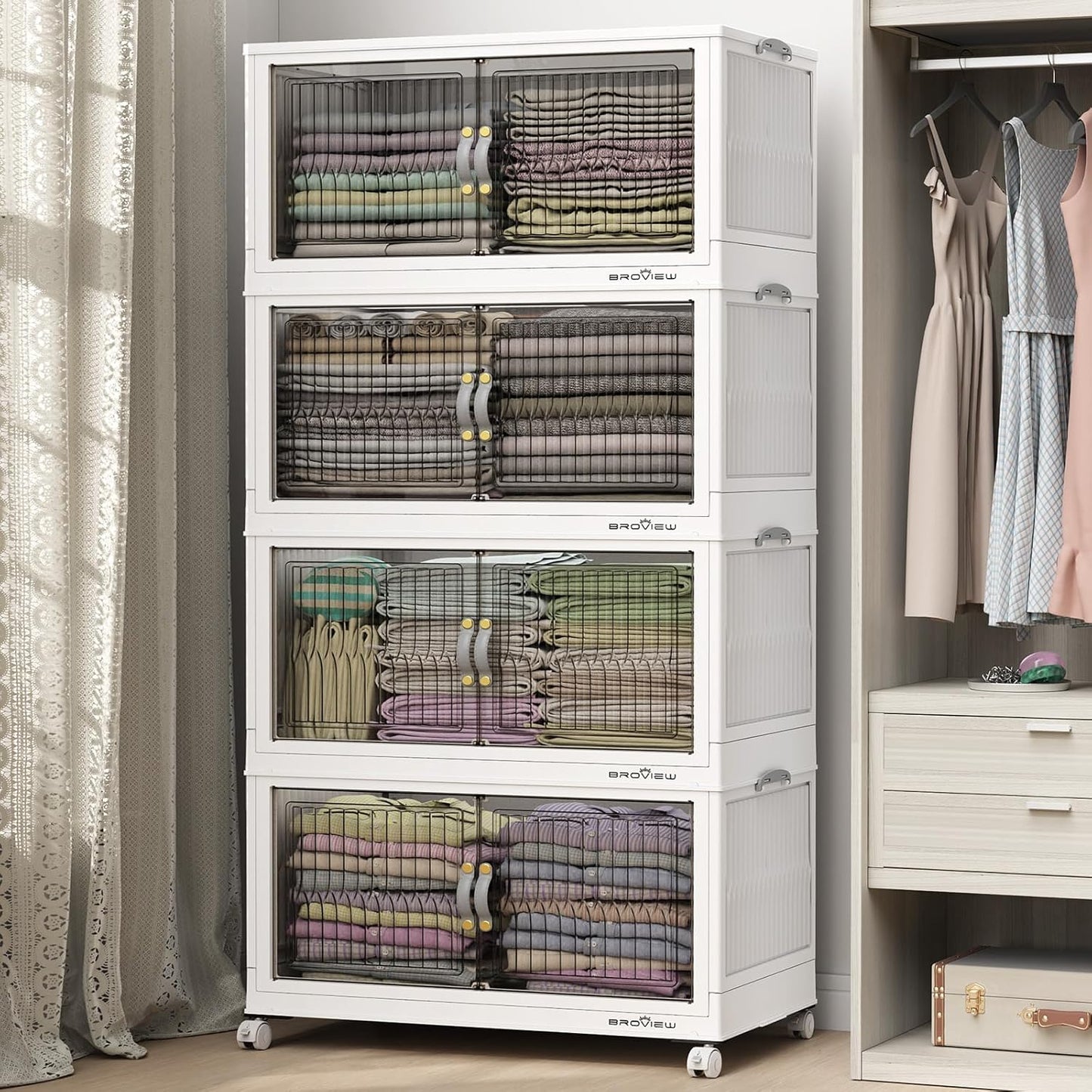 480 Qt Stackable Storage Bins with Lid for Closet Organization