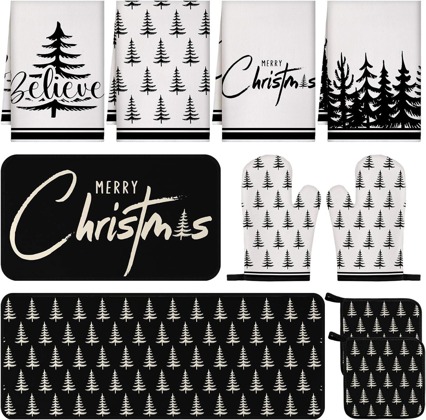 10 Pcs Christmas Kitchen Decor Set for Baking and Cooking