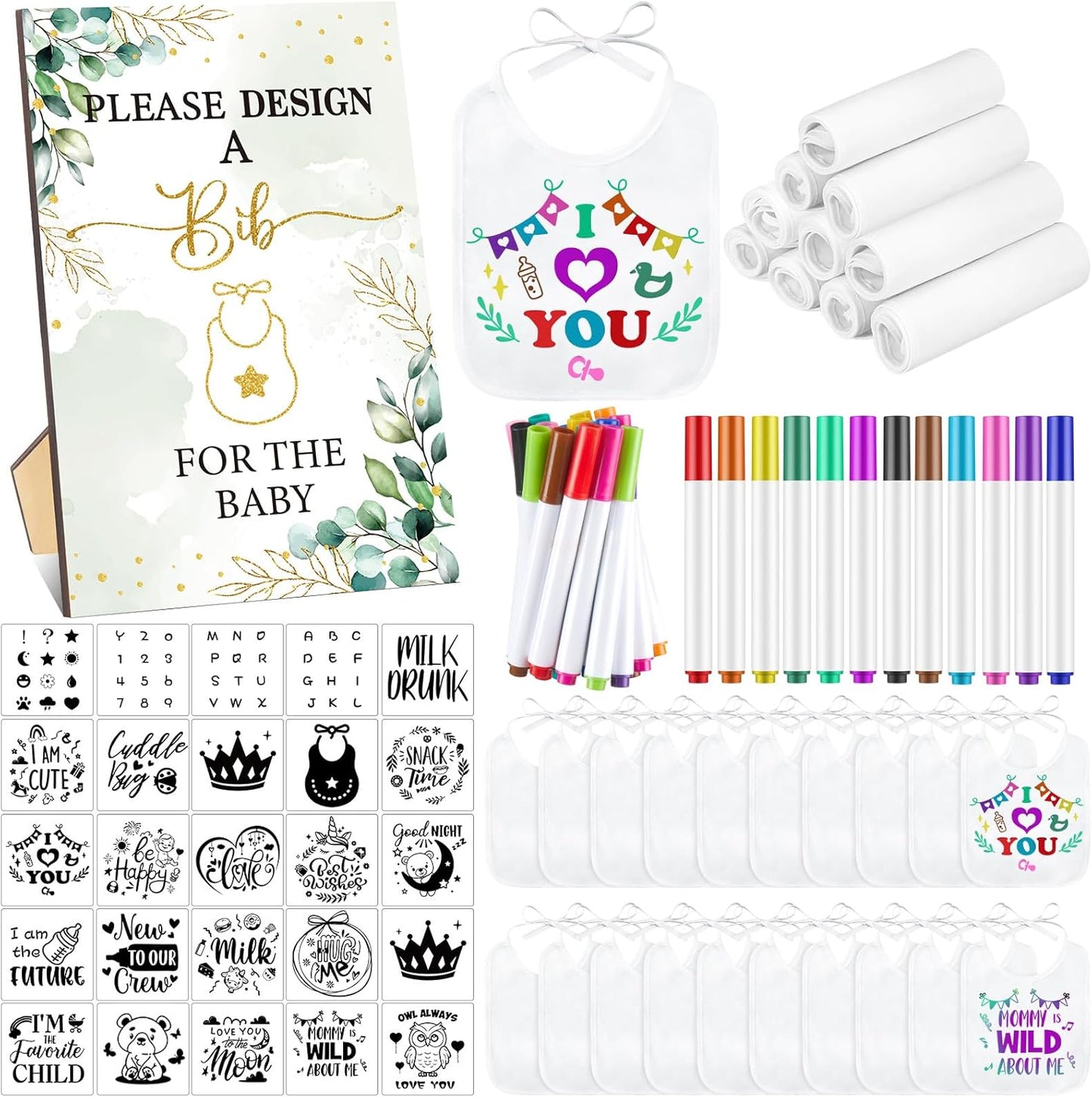 DIY Baby Bibs Decorating Kit for Fun Baby Showers and Parties