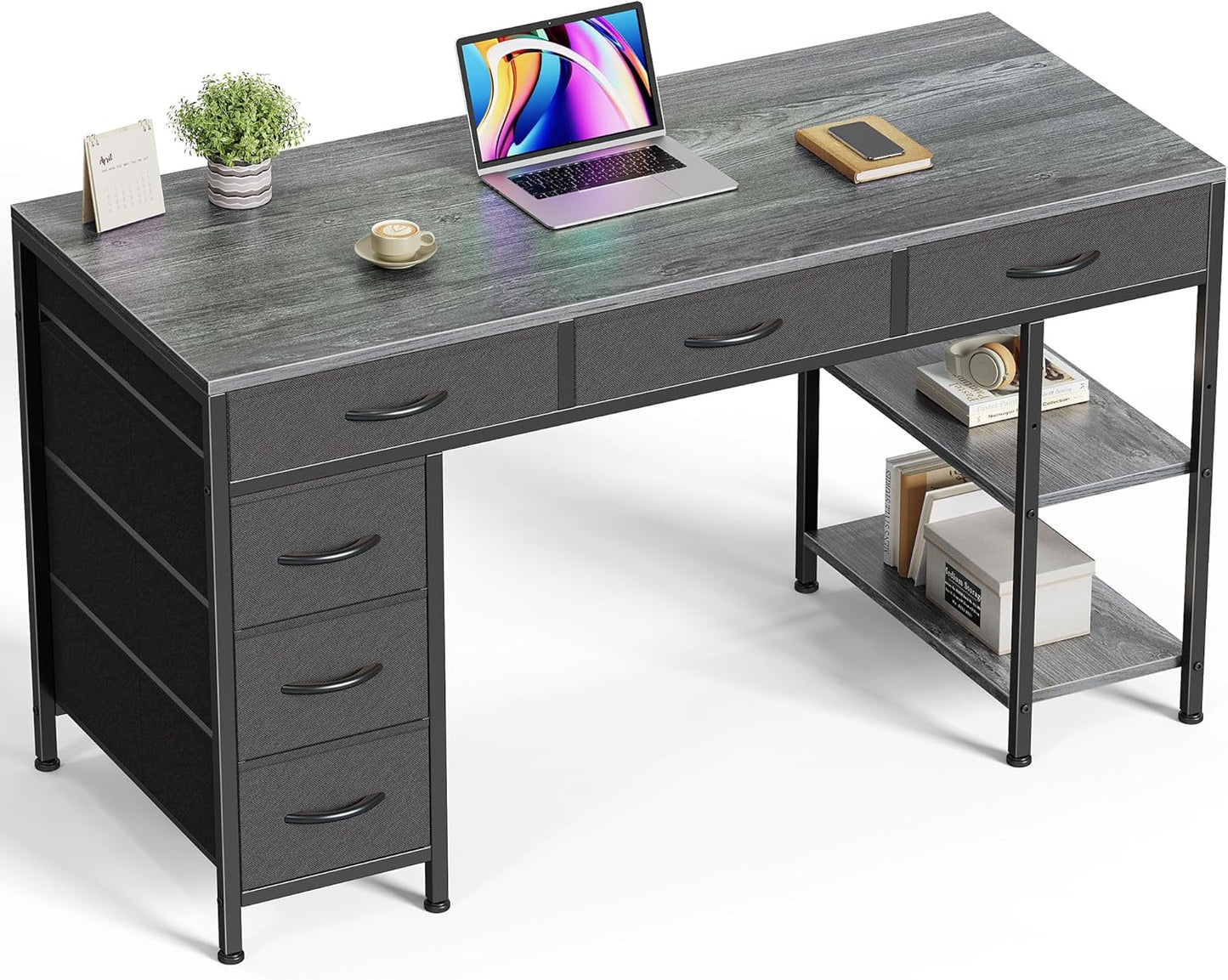 Huuger Computer Desk with 6 Drawers for Home Office and Gaming