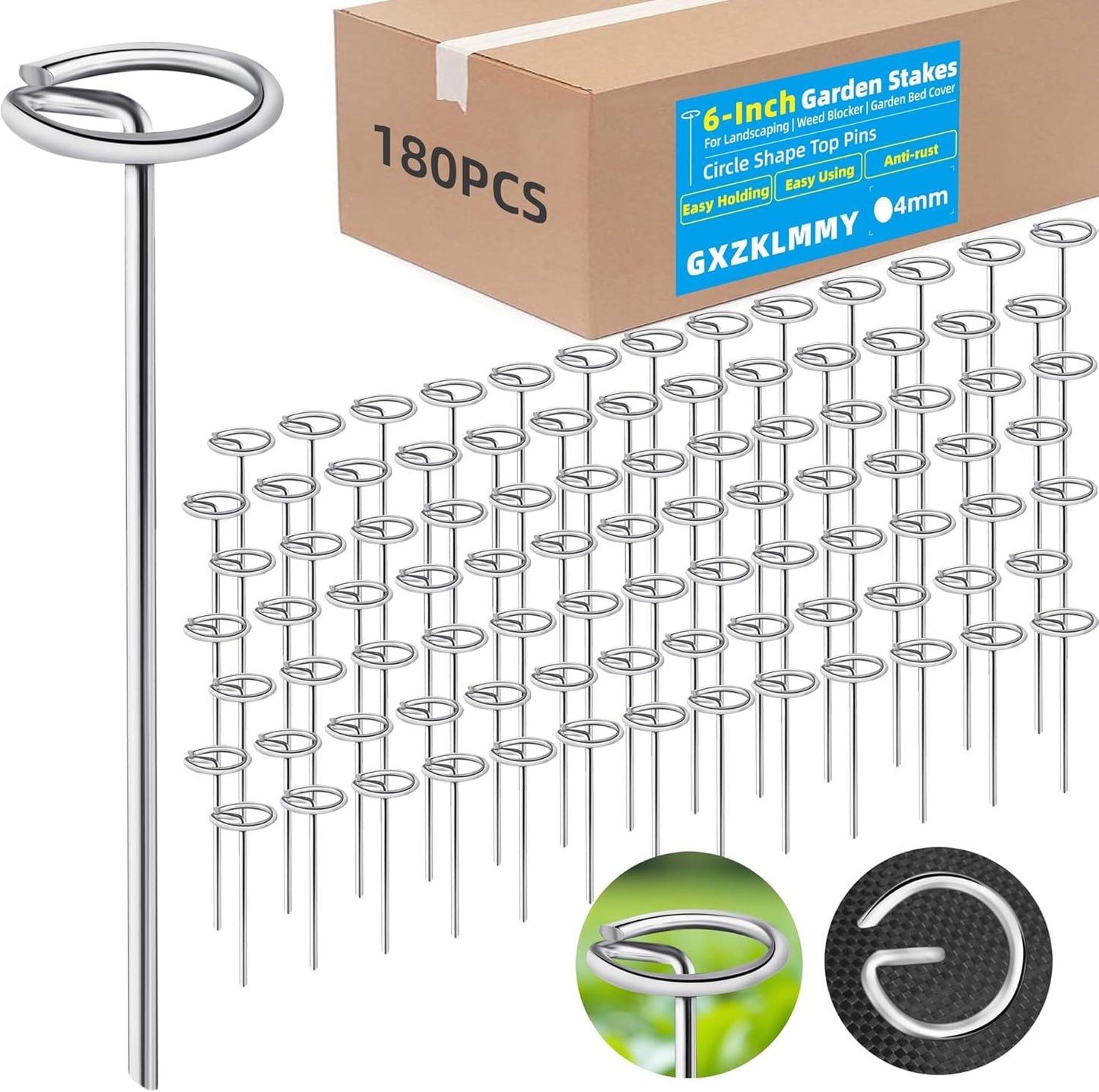 180Pcs 6 Inch Galvanized Landscape Fabric Pins for Strong Hold