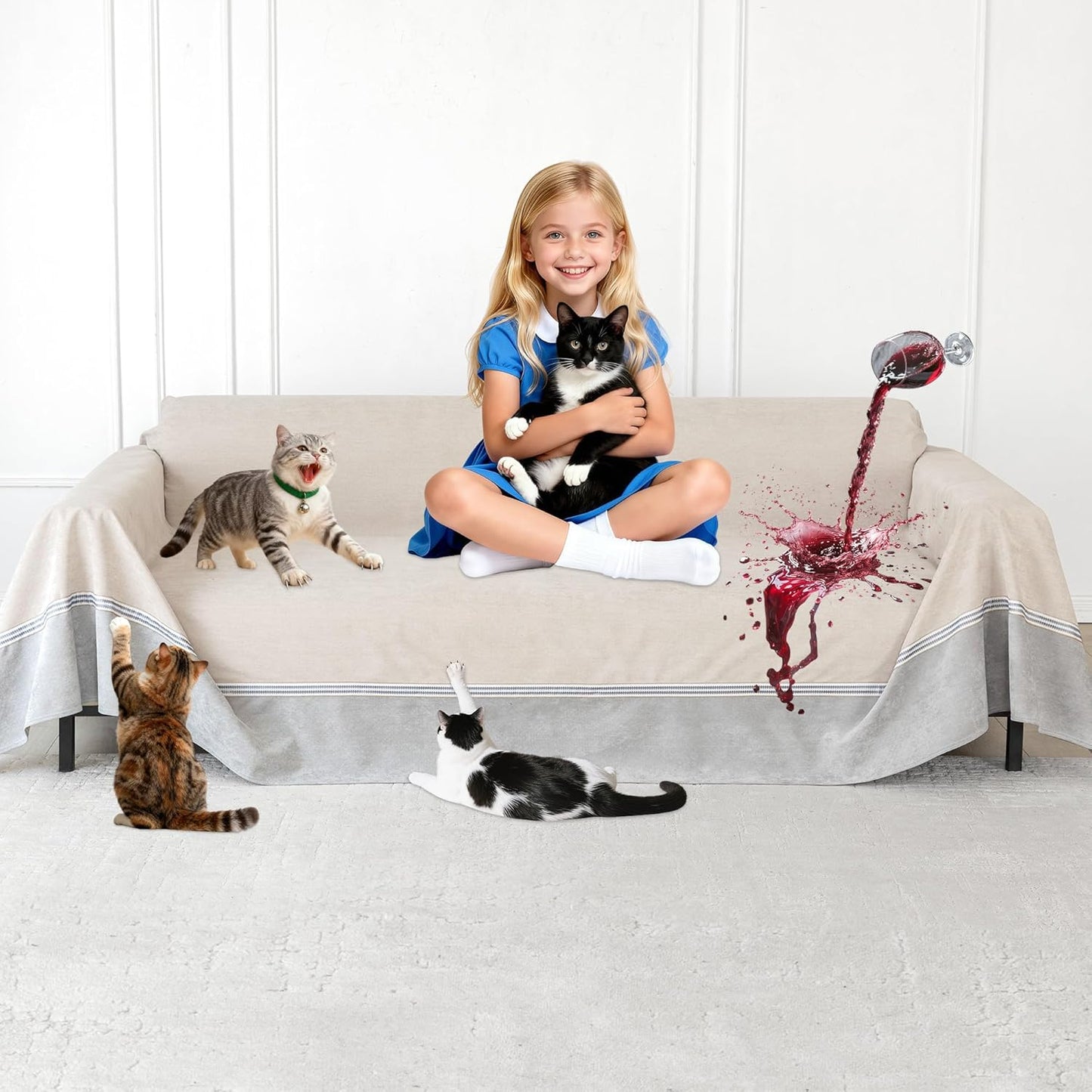 High Stretch Sofa Cover for Pets and Kids - Anti-Scratch Protector