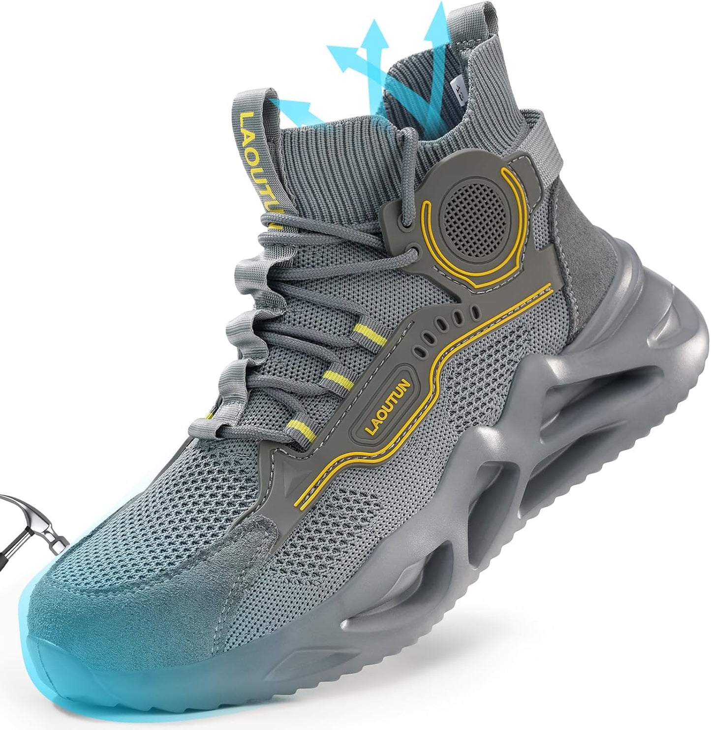 LAoutun Steel Toe Shoes for Men Women Comfortable Work Sneakers