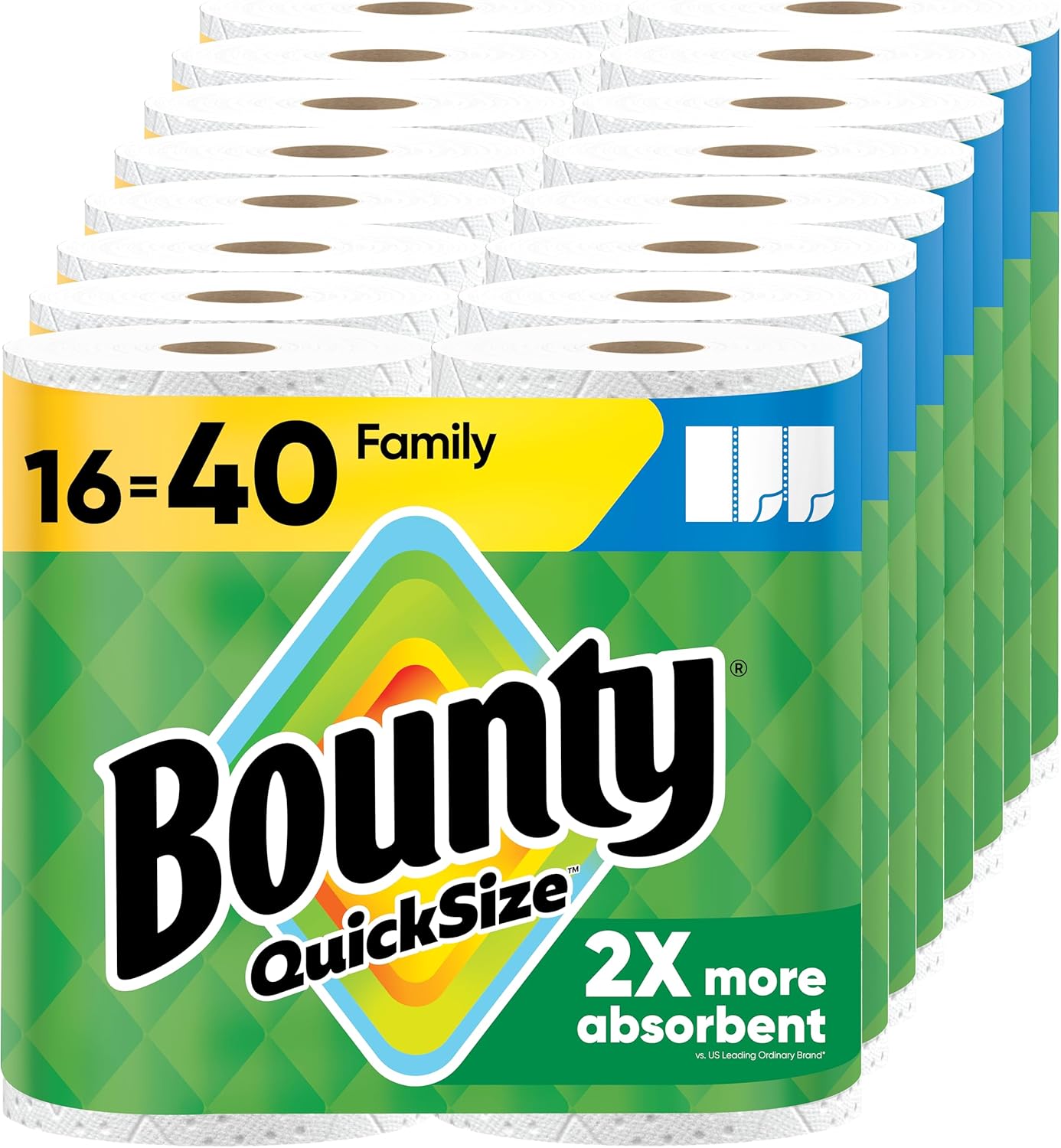 Bounty Quick Size Paper Towels - 16 Family Rolls for Ultimate Clean