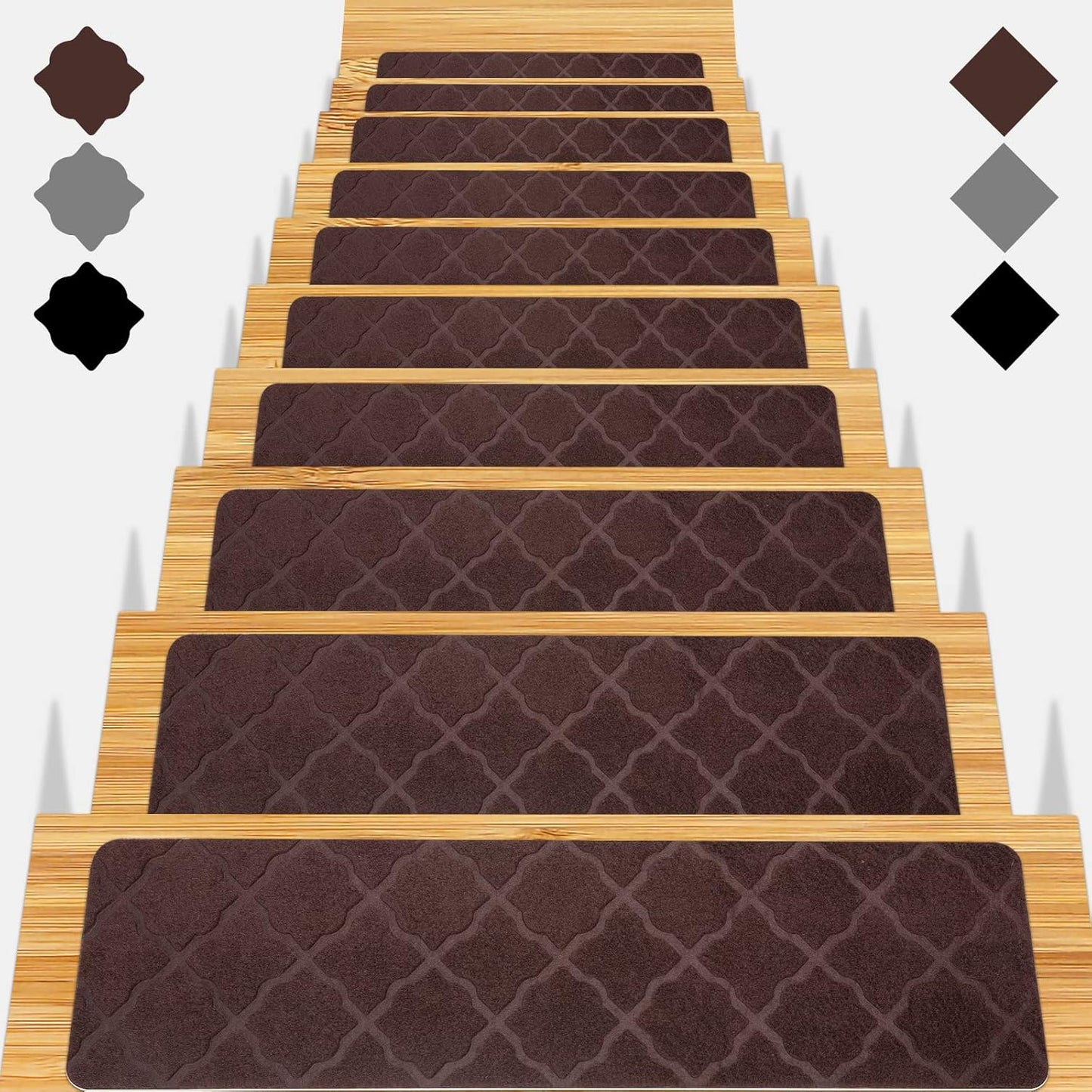 Stair Treads for Wooden Steps - Non-Slip Carpet Mats 15pcs