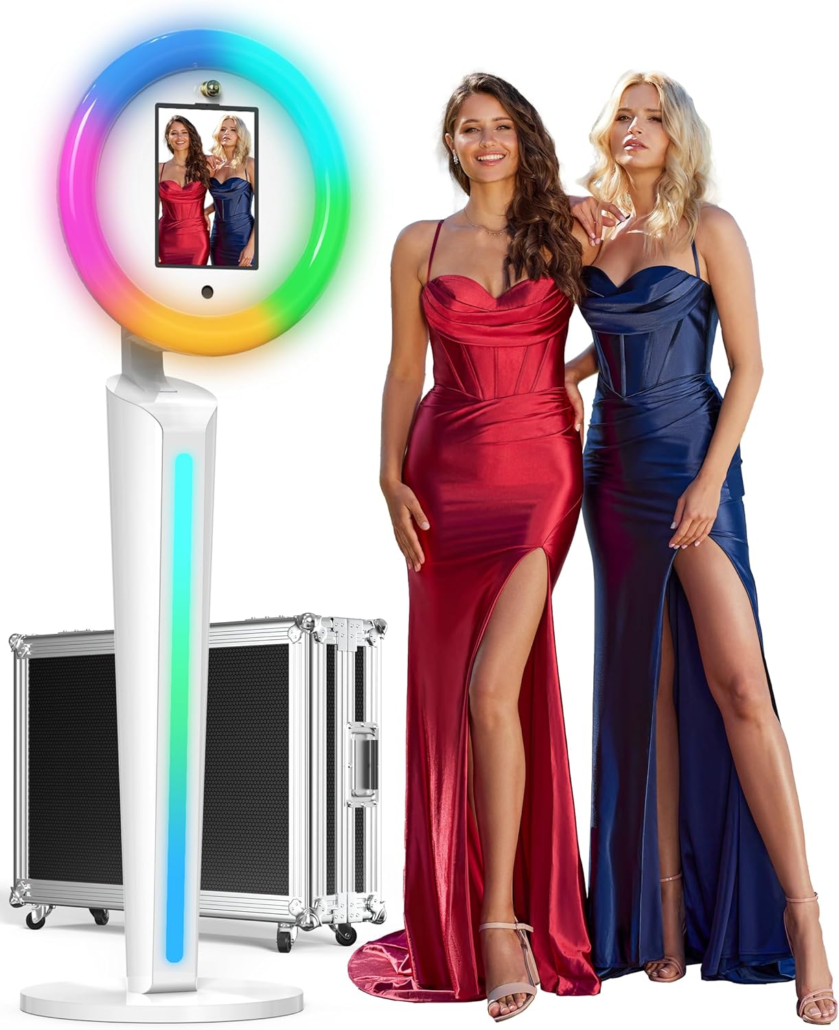 Portable Photo Booth Stand for iPad with RGB Lighting Features