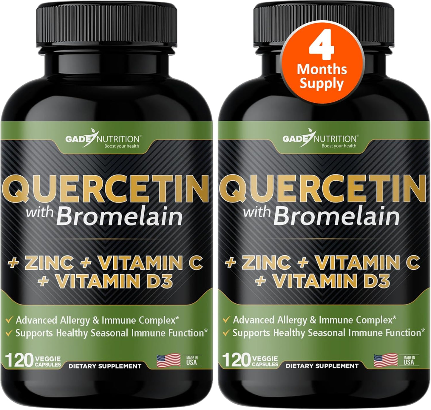 Quercetin Supplements with Vitamin C and Zinc for Immunity Boost
