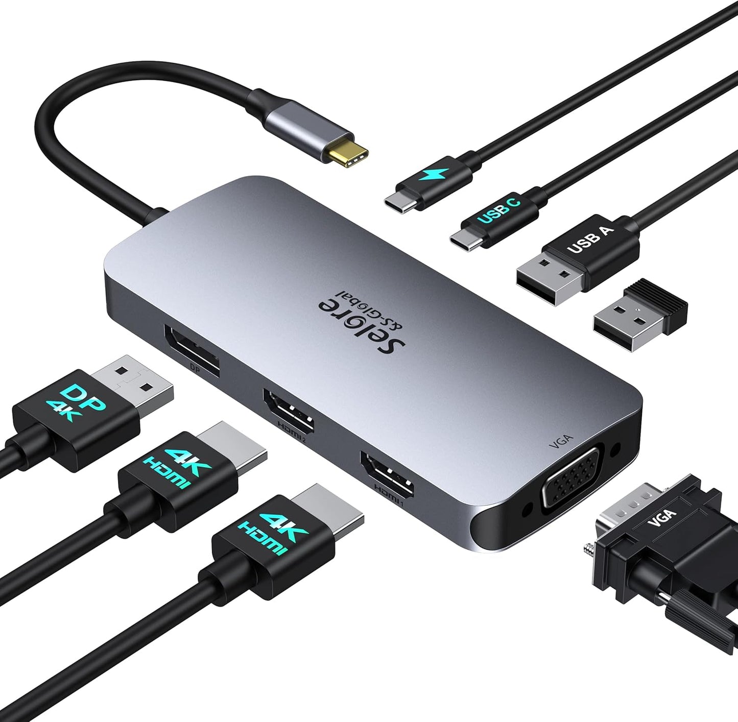 USB C Docking Station with Dual HDMI for 3 Monitors Setup