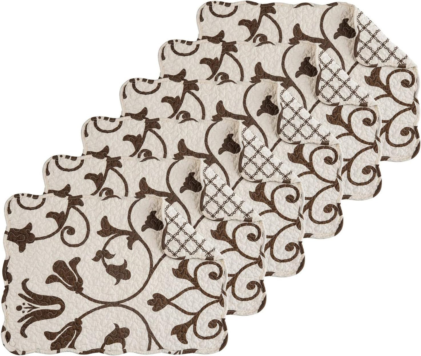 Sophia Vintage 100% Cotton Quilted Placemats for Dining Table