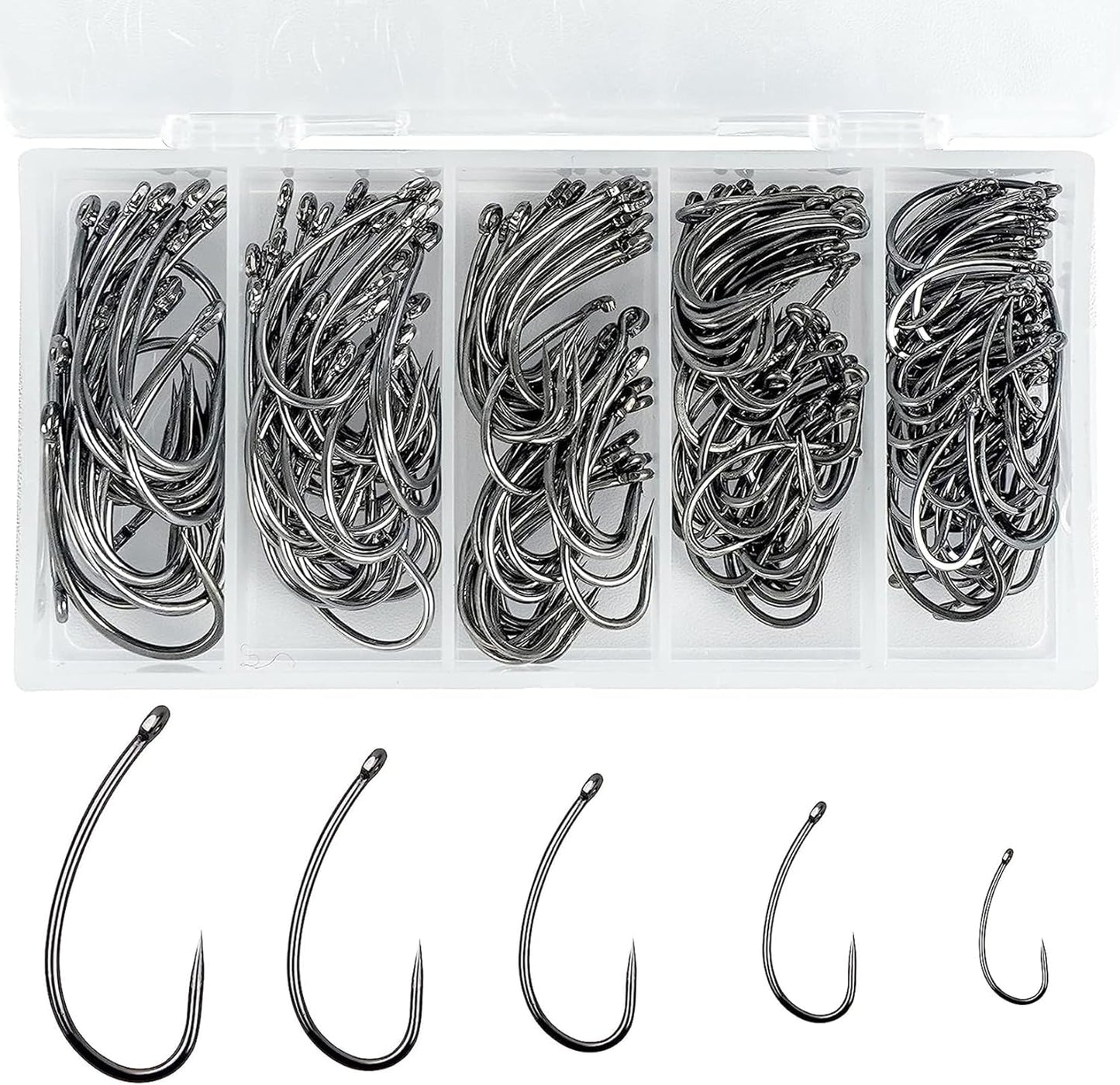 JSHANMEI 200pcs Barbless Fishing Hooks Kit - Hassle-Free Fishing!