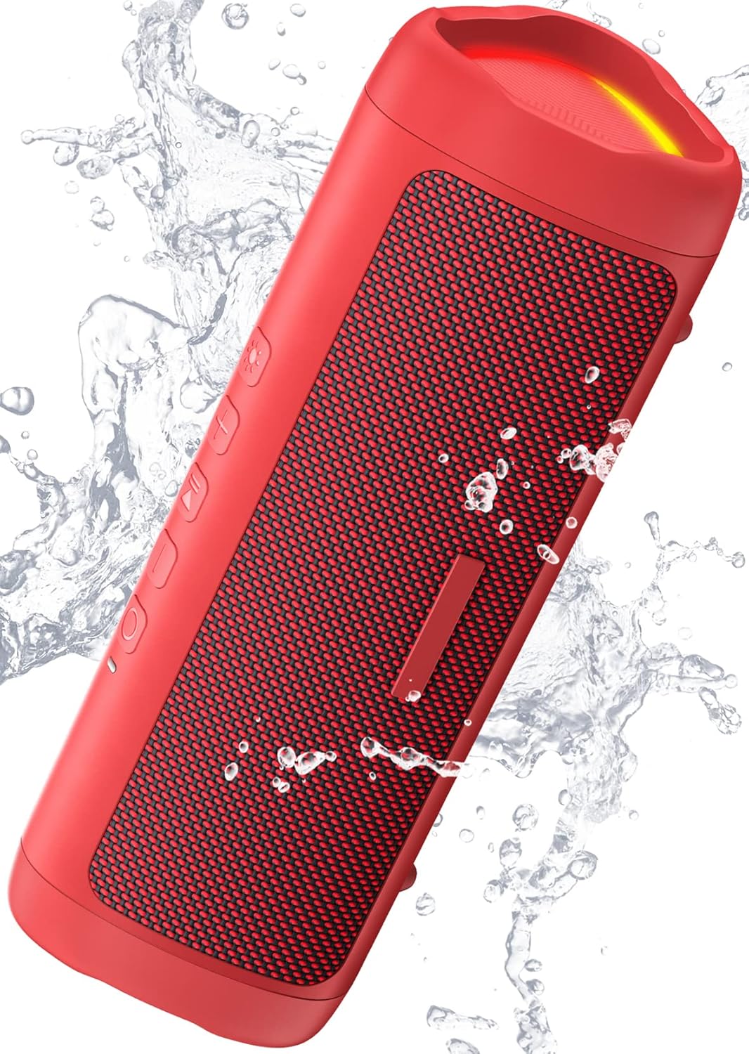 Waterproof Bluetooth Speaker: 20H Playtime, HD Sound, TWS, BT5.3 - Red