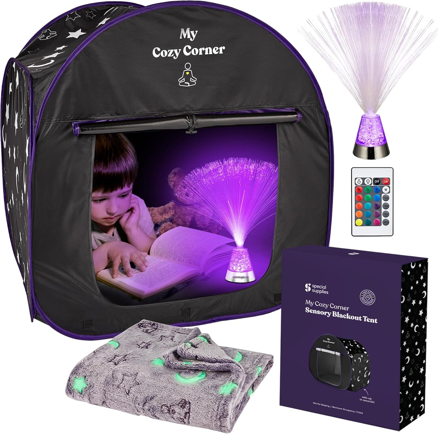 Calming Sensory Tent for Kids with Glow-in-The-Dark Blanket
