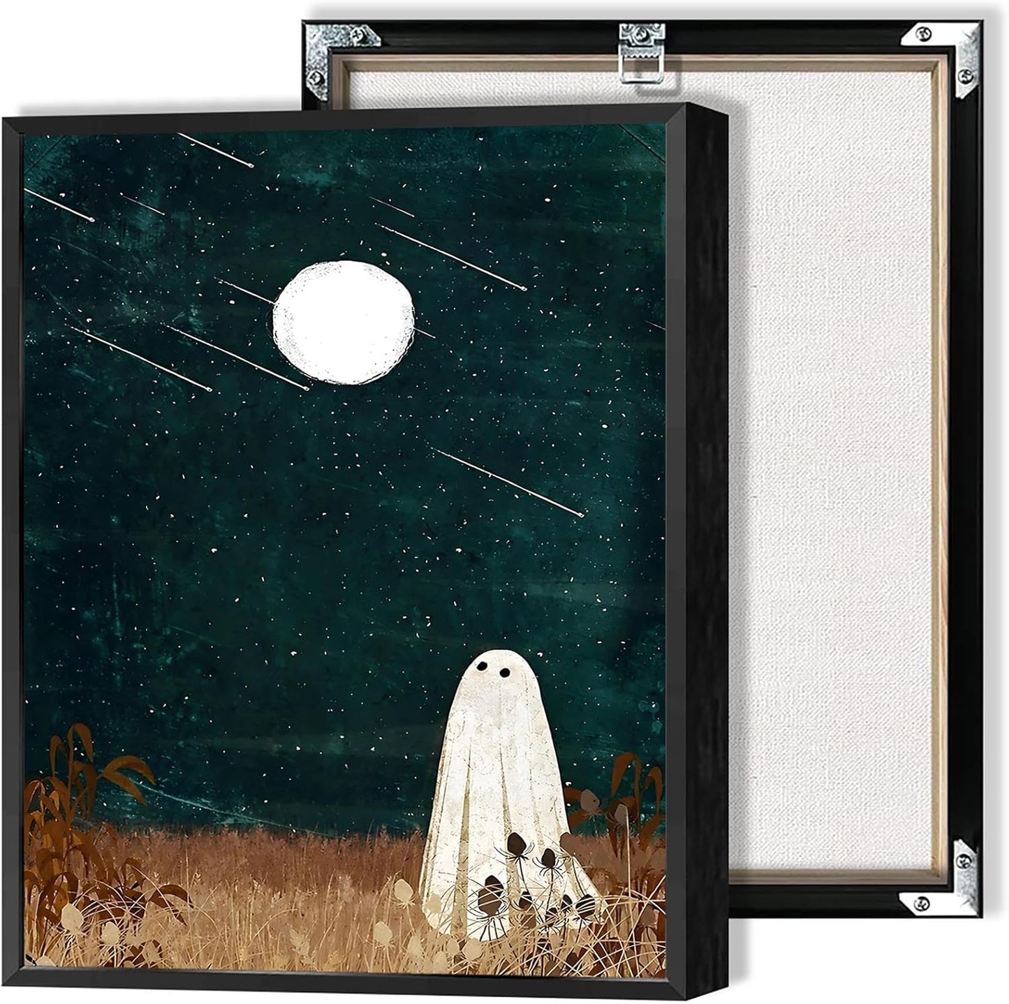 Halloween Ghost Night Scene Wall Art for Rustic Goth Decor