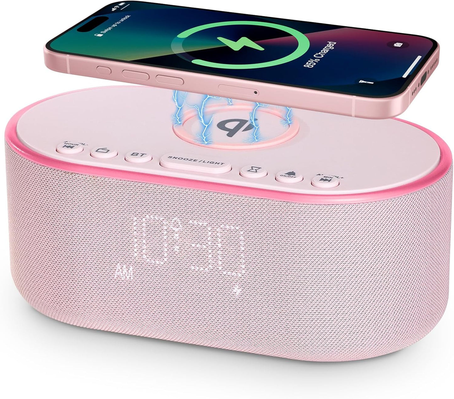 Wireless Charging Alarm Clock Radio with Bluetooth Speaker