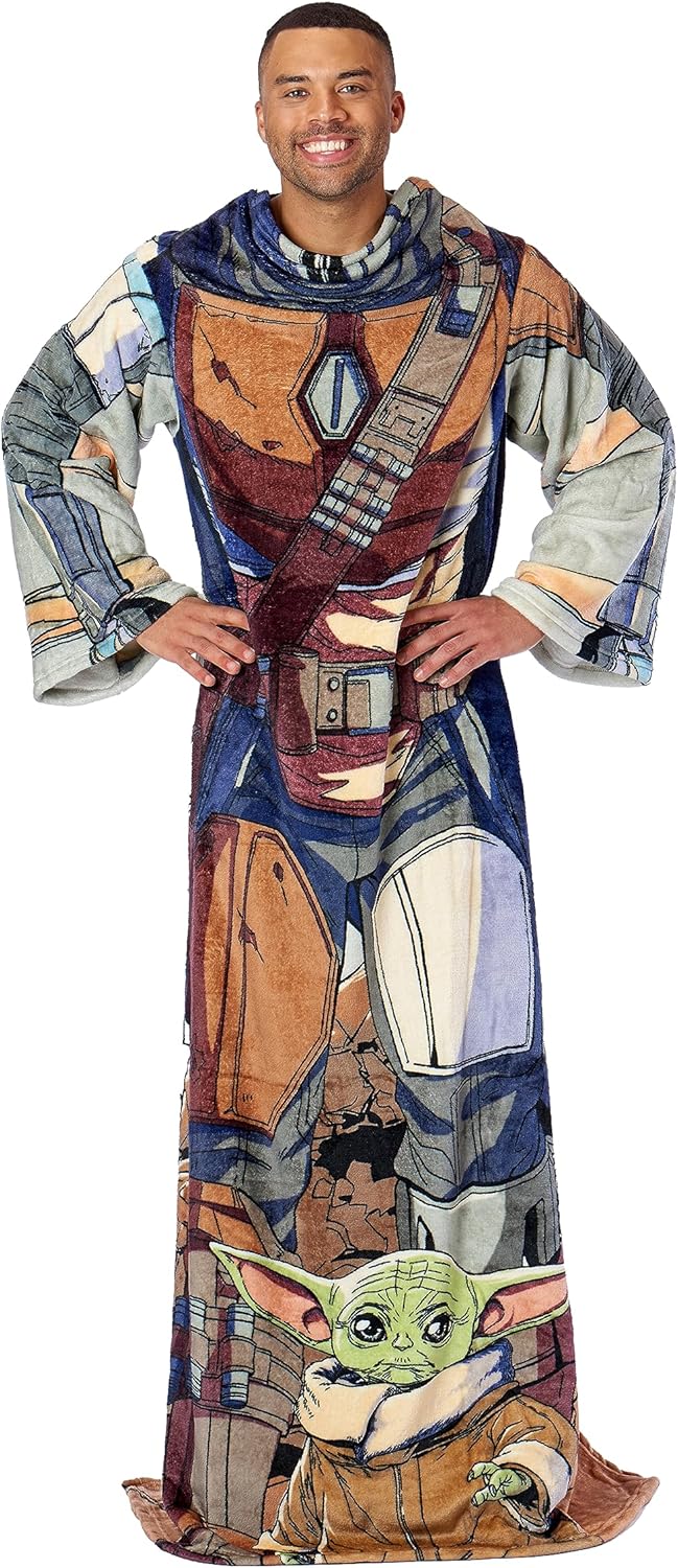 Mandalorian Comfy Throw Blanket with Sleeves for Ultimate Comfort