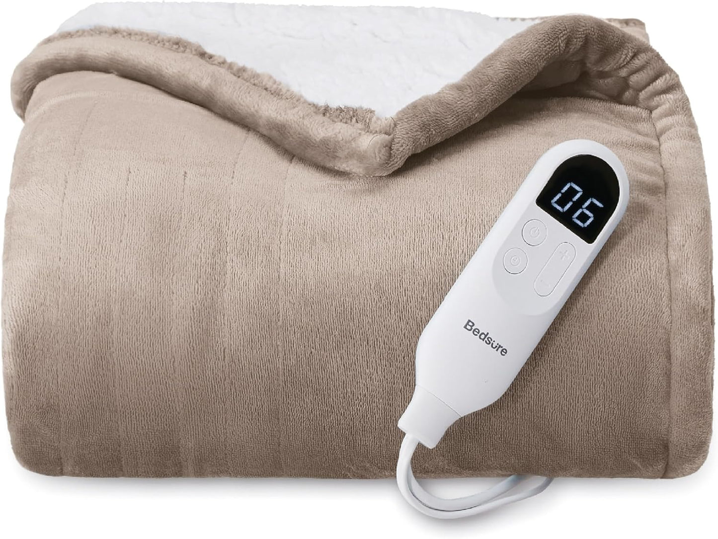 Bedsure Heated Blanket Throw - Soft Flannel Electric Blanket