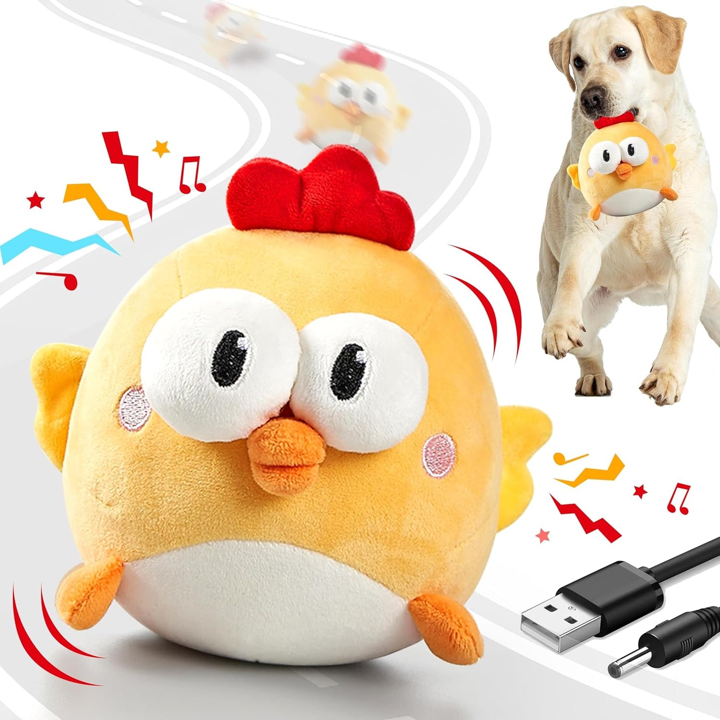 Rechargeable Squeaky Dog Ball Toy - GUKCO