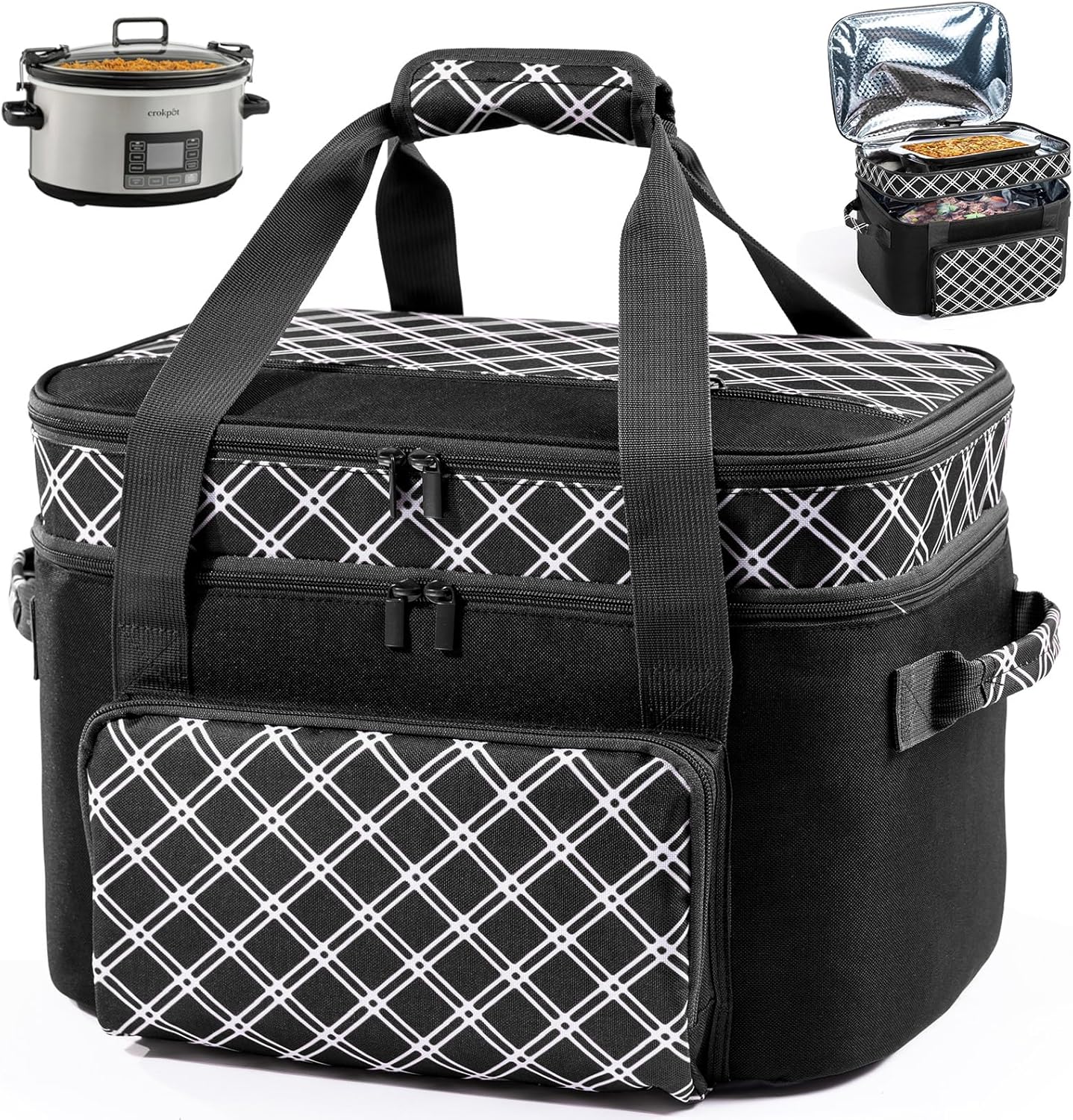 Double Layer Slow Cooker Carrier Bag for 6-8 Qt Cookers