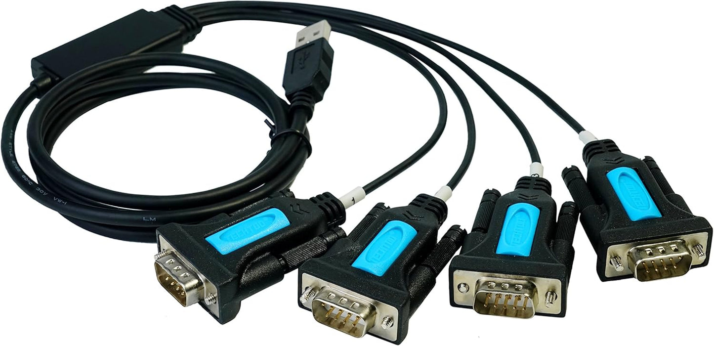 4 Port USB to Serial RS232 DB9 Adapter for Multiple Devices