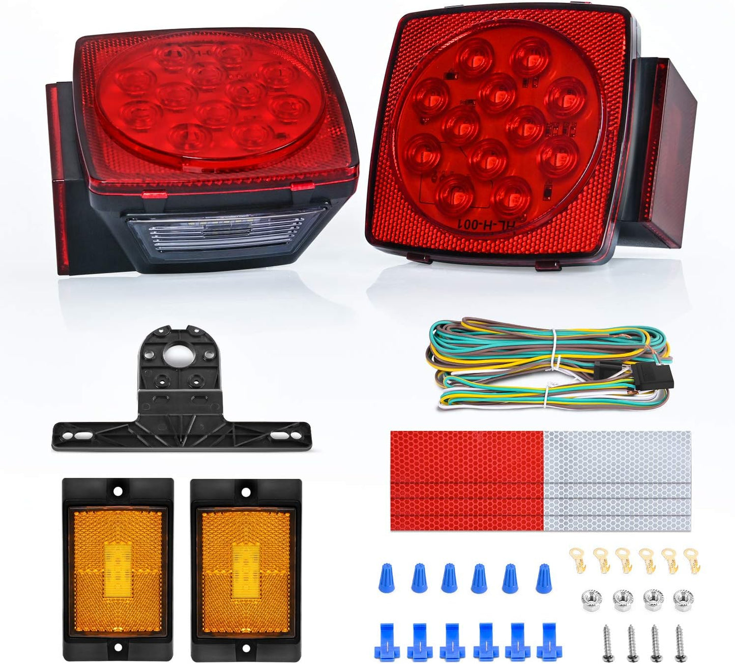 Nilight 2PCS Square LED Trailer Light Kit for 12V Vehicles