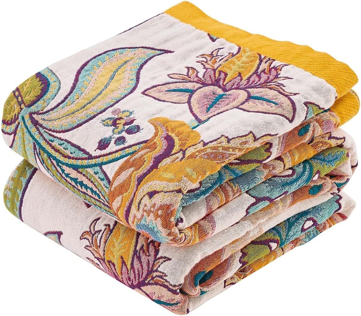 Boho Throw Blanket for Bed - 100% Cotton Rustic Quilt