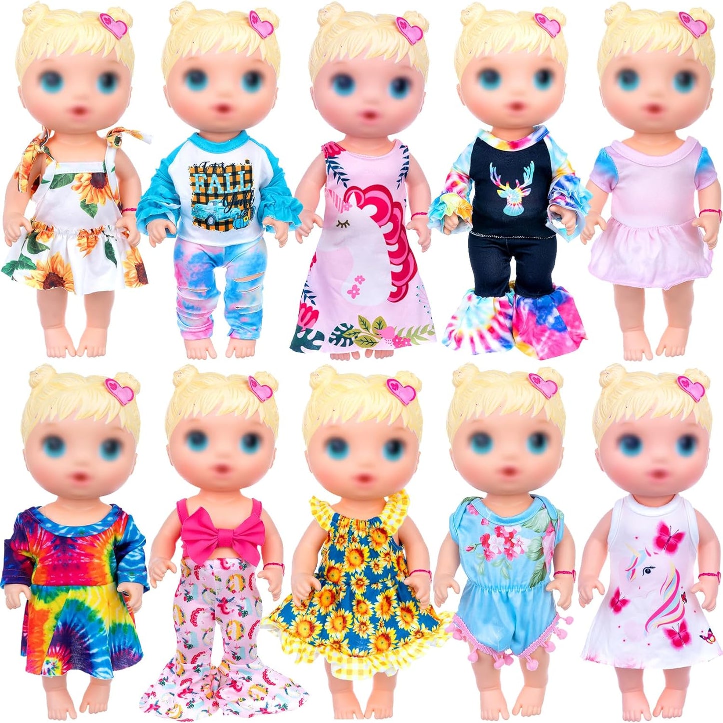 10Pcs Baby Doll Clothes Set - Stylish Outfits for 12 Inch Dolls!