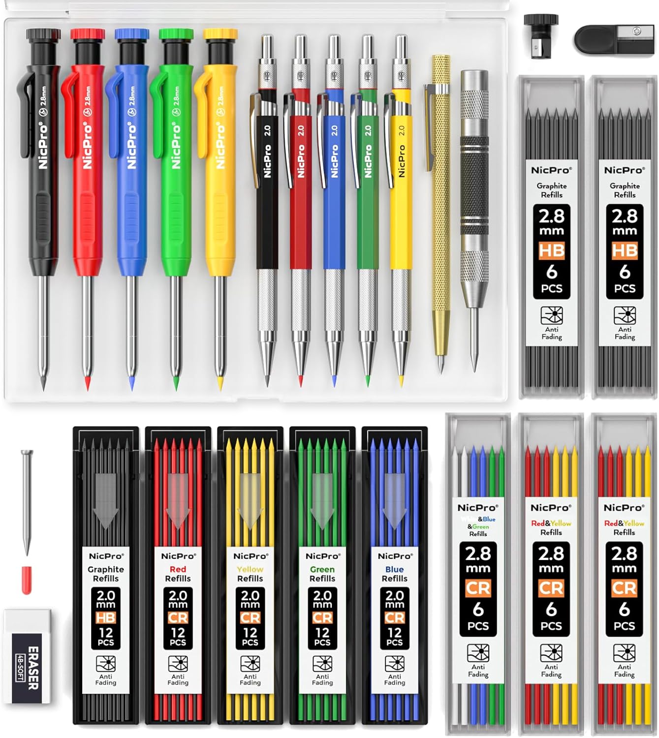 Nicpro 27 Pack Carpenter Pencils Set for Woodworking Projects