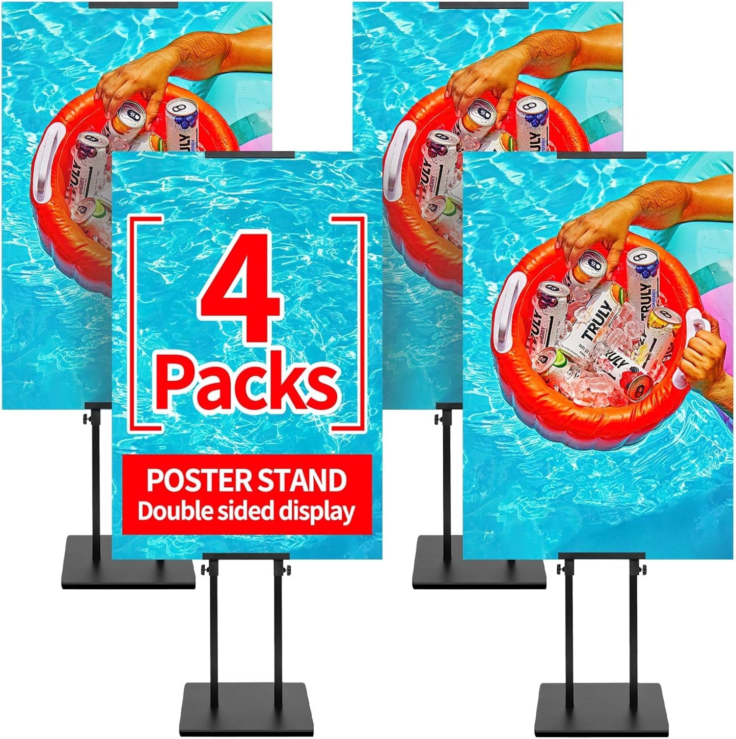 Double-Sided Adjustable Height Poster Stand for Outdoor Use