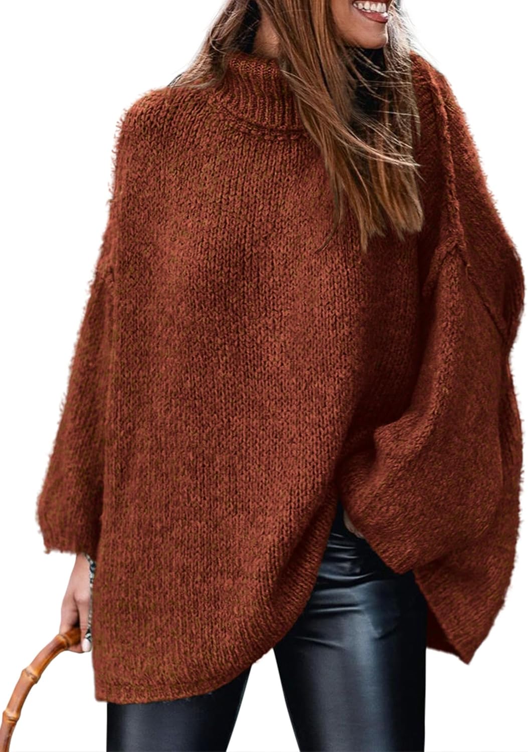 PRETTYGARDEN Women's Turtleneck Oversized Chunky Knit Sweater