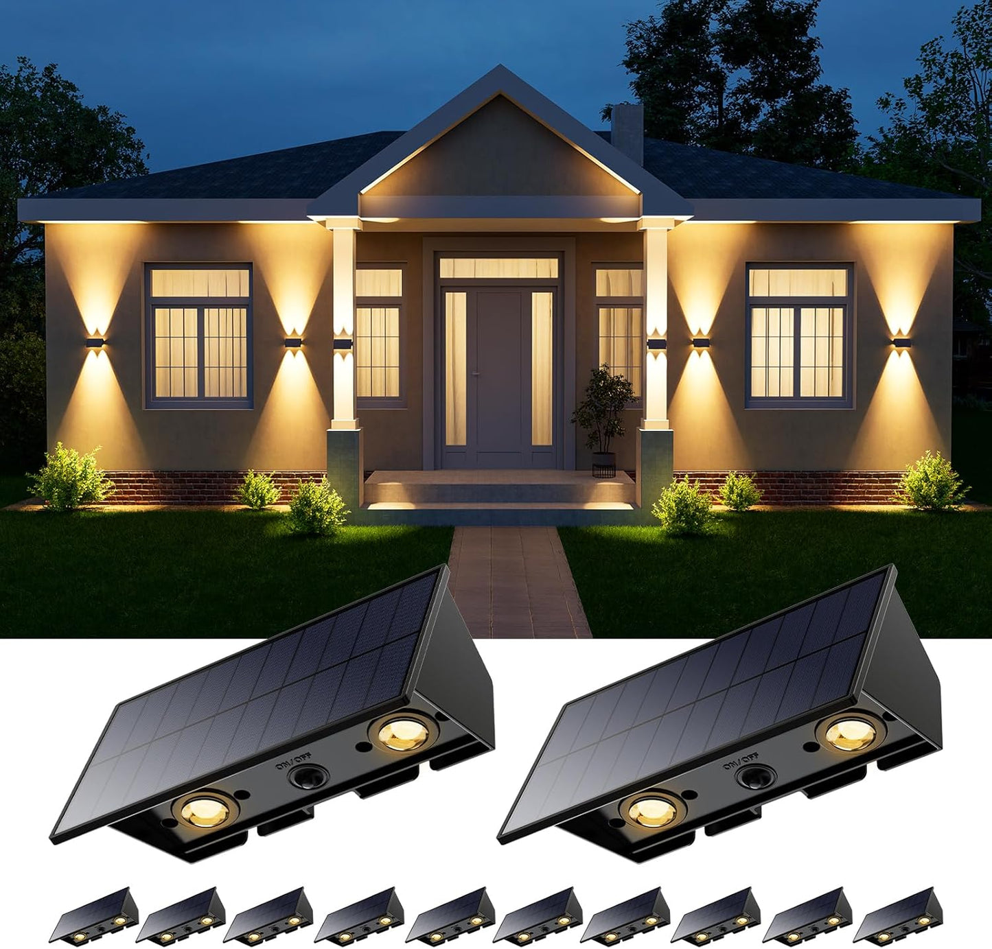 12 Pack Solar Up and Down Wall Lights for Outdoor Spaces