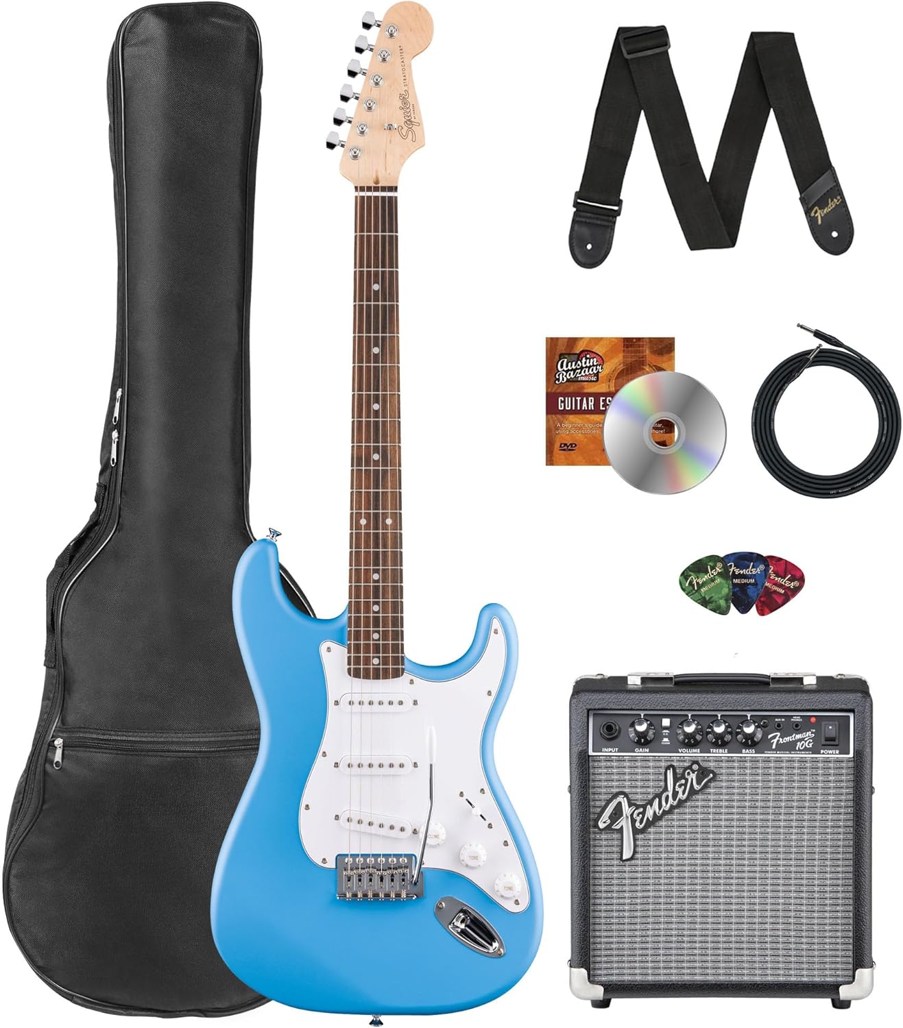 Fender Squier Strat - Blue Bundle w/ Amp & Accessories