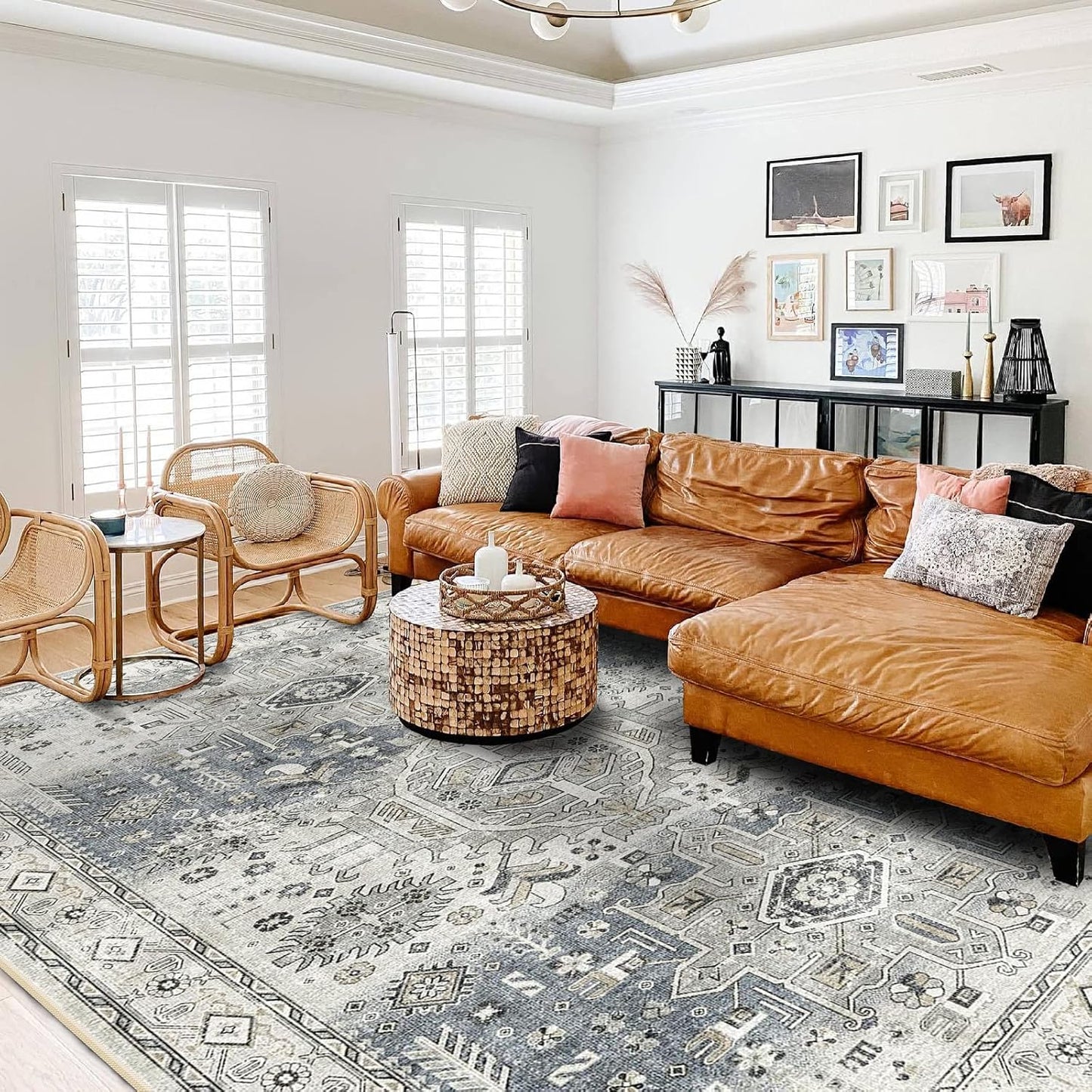 YOUFORTONG 9x12 Washable Non-Slip Area Rug for Living Room