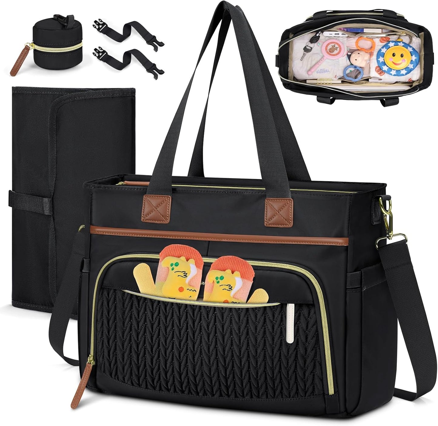 Spacious RAINSMORE Diaper Bag Tote for Organized Parenting