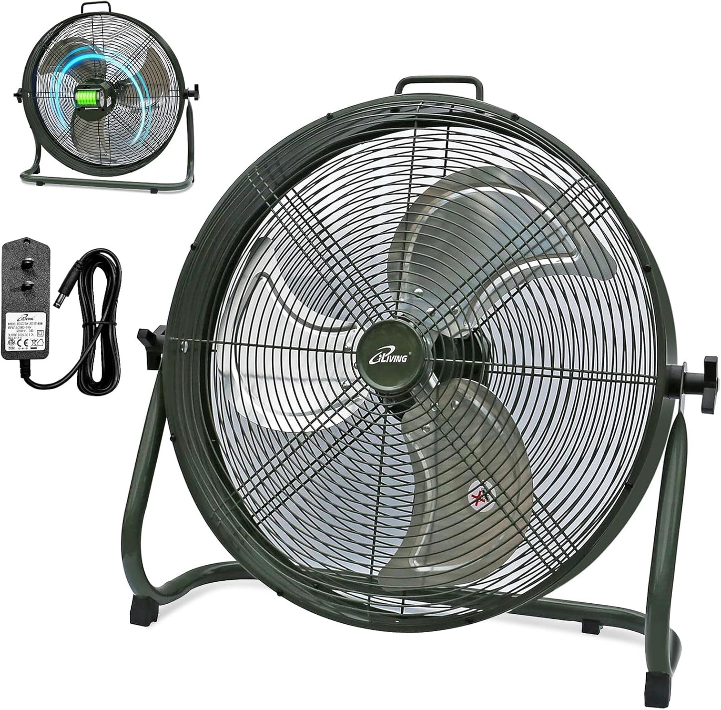 iLiving 18 Inch Rechargeable Battery Operated Camping Fan