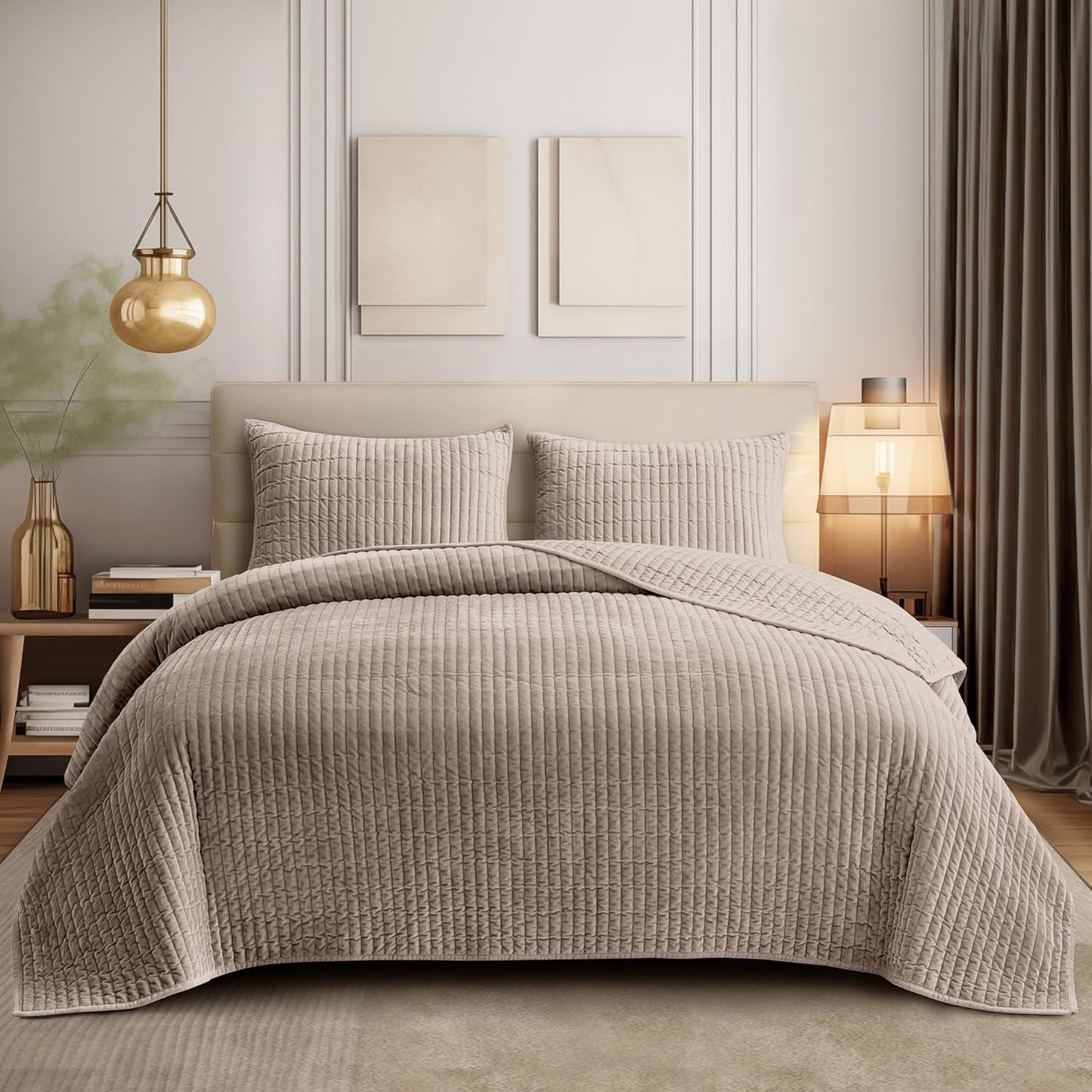 SHALALA Velvet Quilt King Size - Luxurious Bedding Set