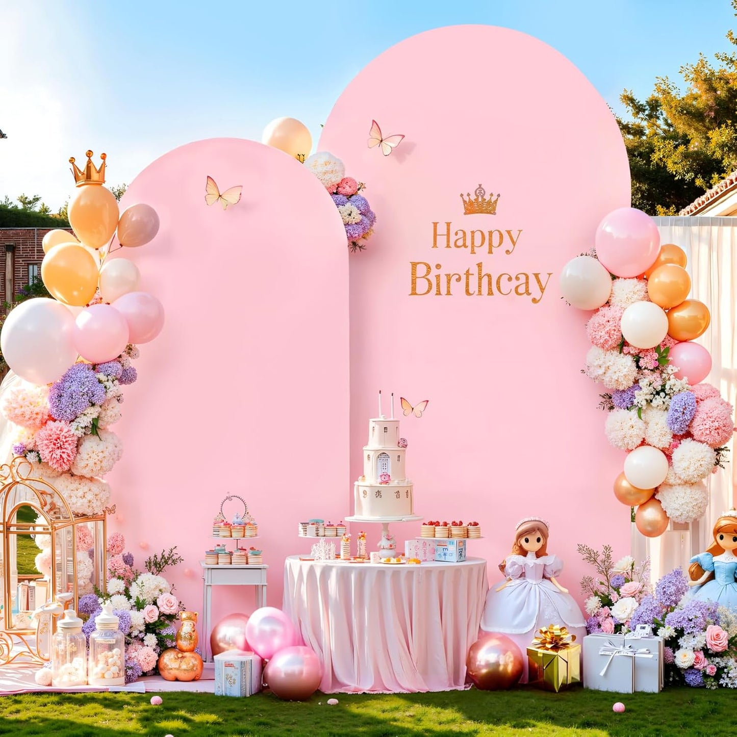 Pink Arch Backdrop Cover Set for Weddings and Parties