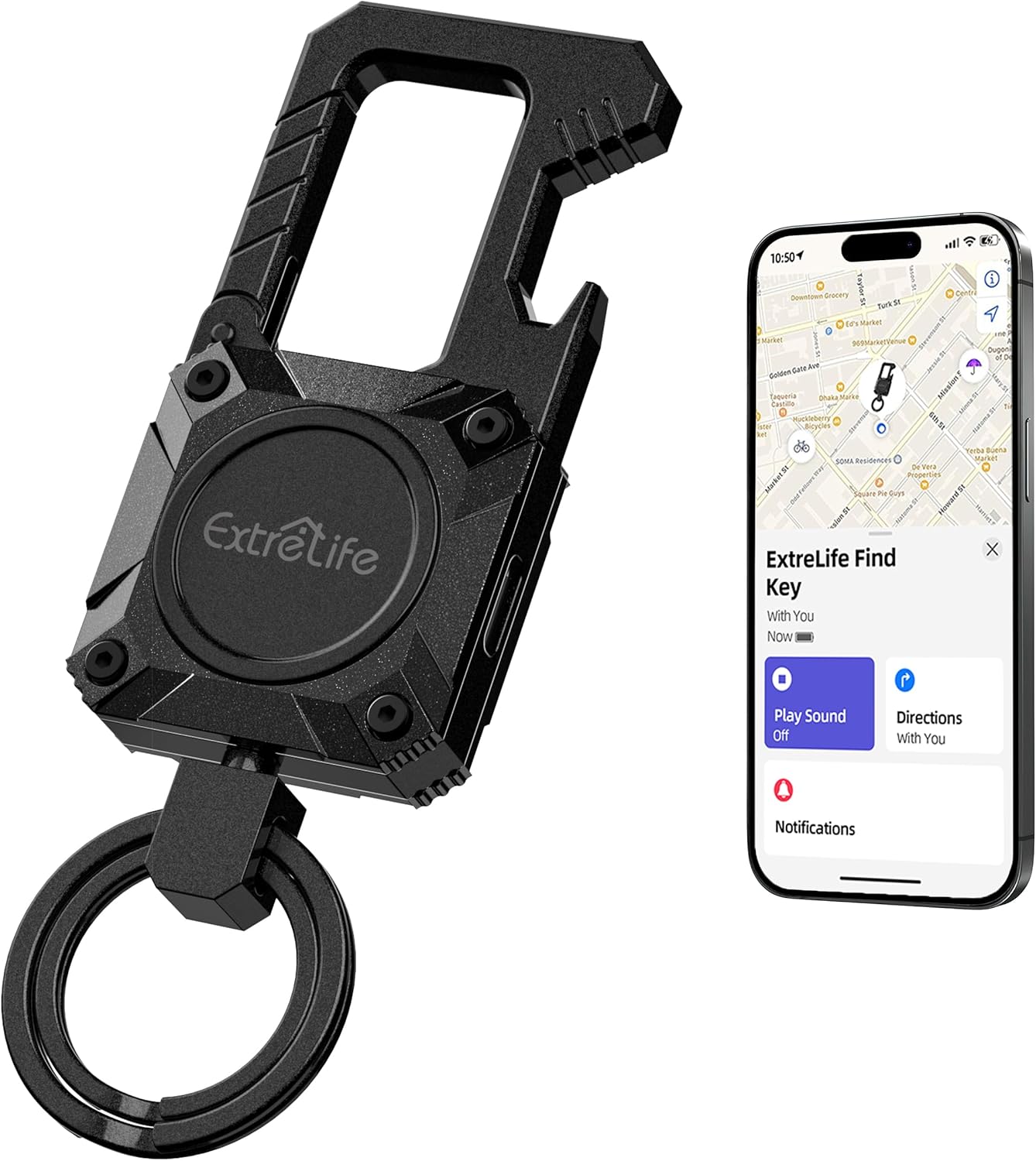 Keychain with Apple Find My Compatibility and Bottle Opener