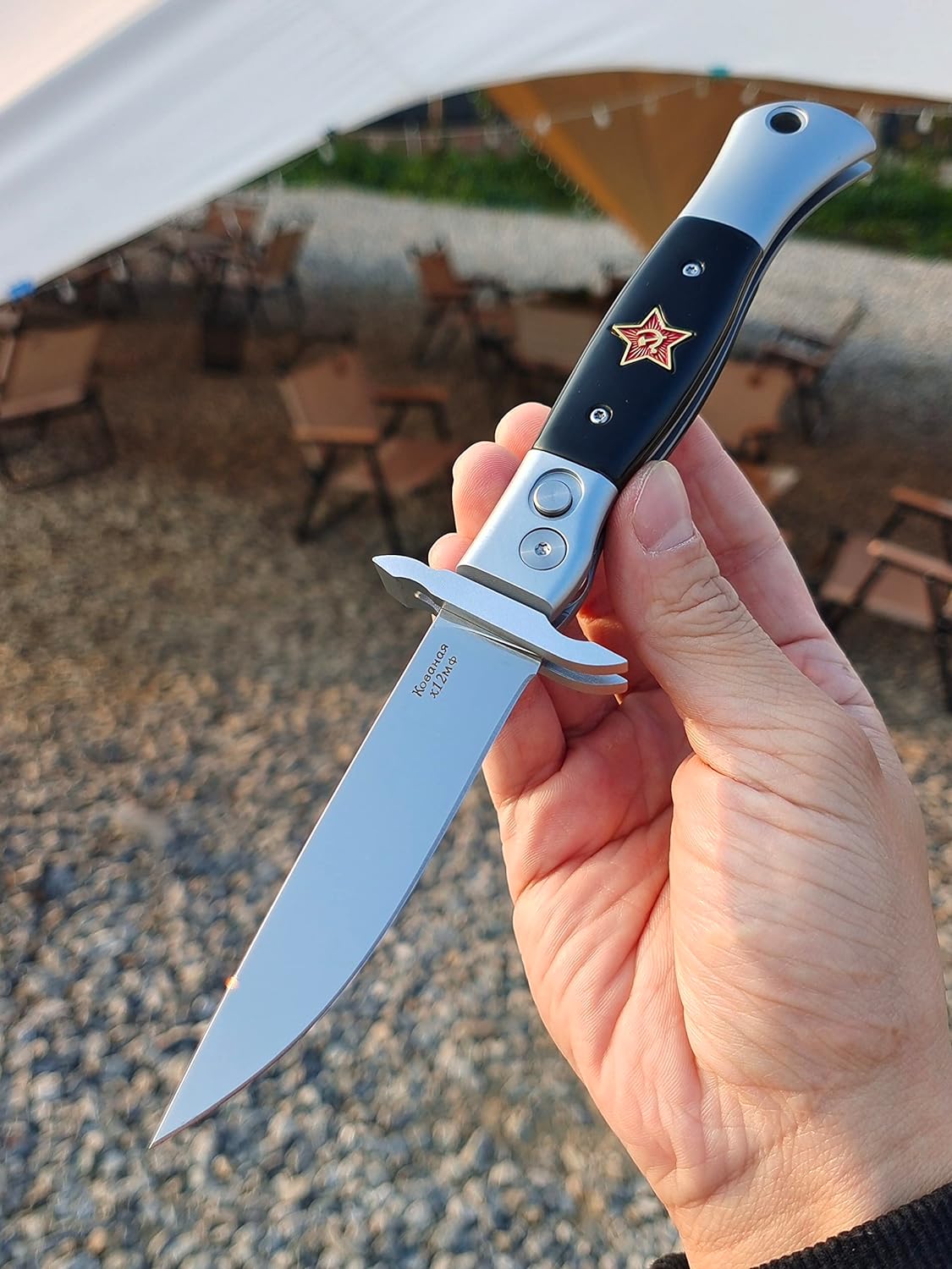 Russian Finka-NKVD KGB Folding Pocket Knife with Sheath