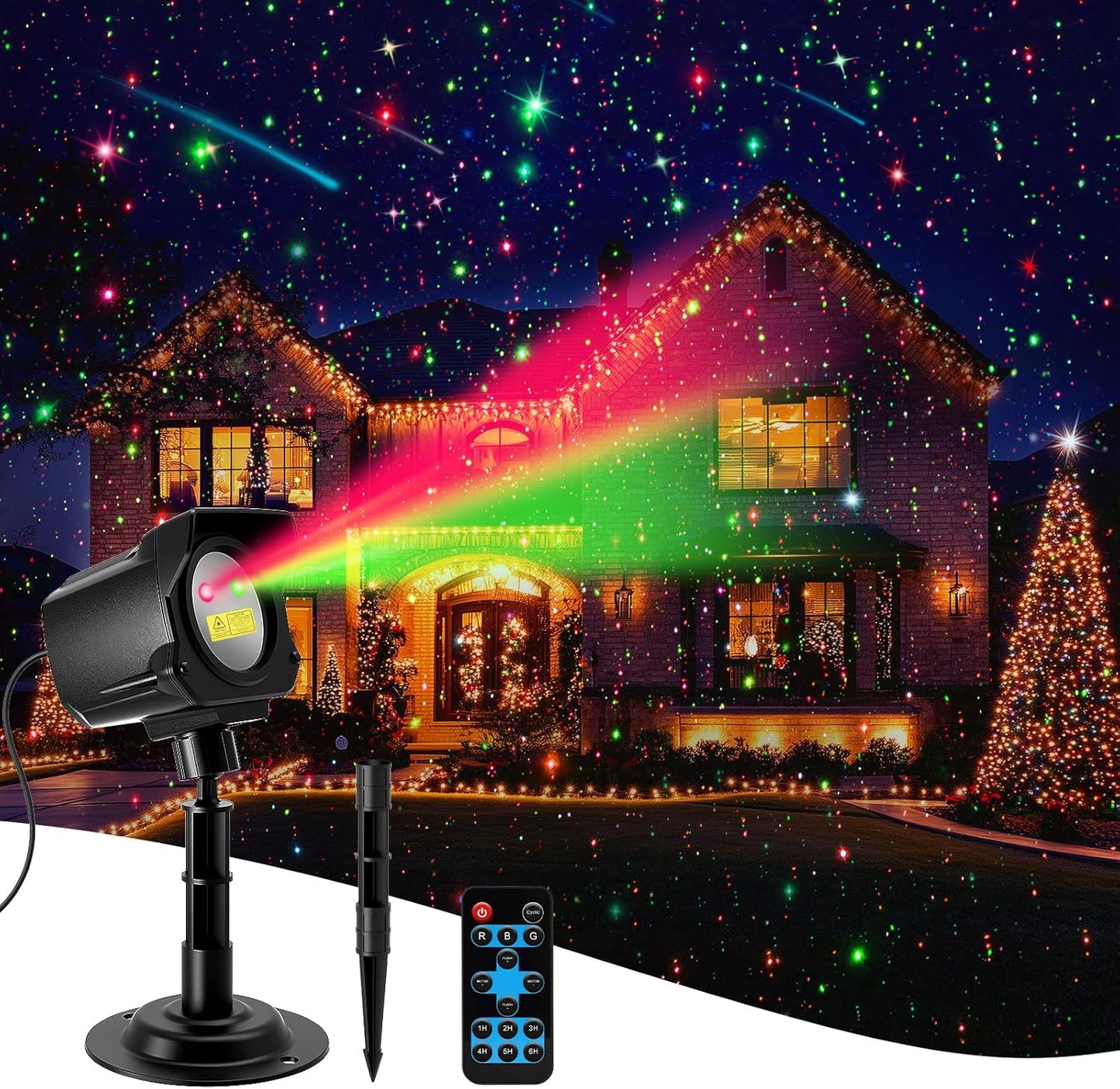 Yivsen Laser Holiday Projector - Green & Red Stars, Effortless Setup