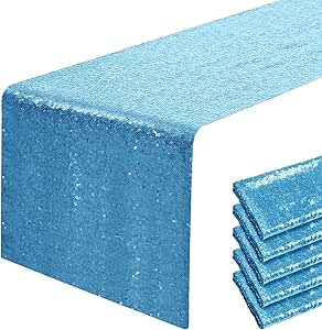 Blue Sequin Table Runner 12 x 108 inches for Events and Parties